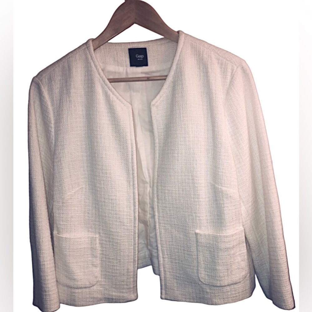 Gap White Cotton Tweed Blazer - L